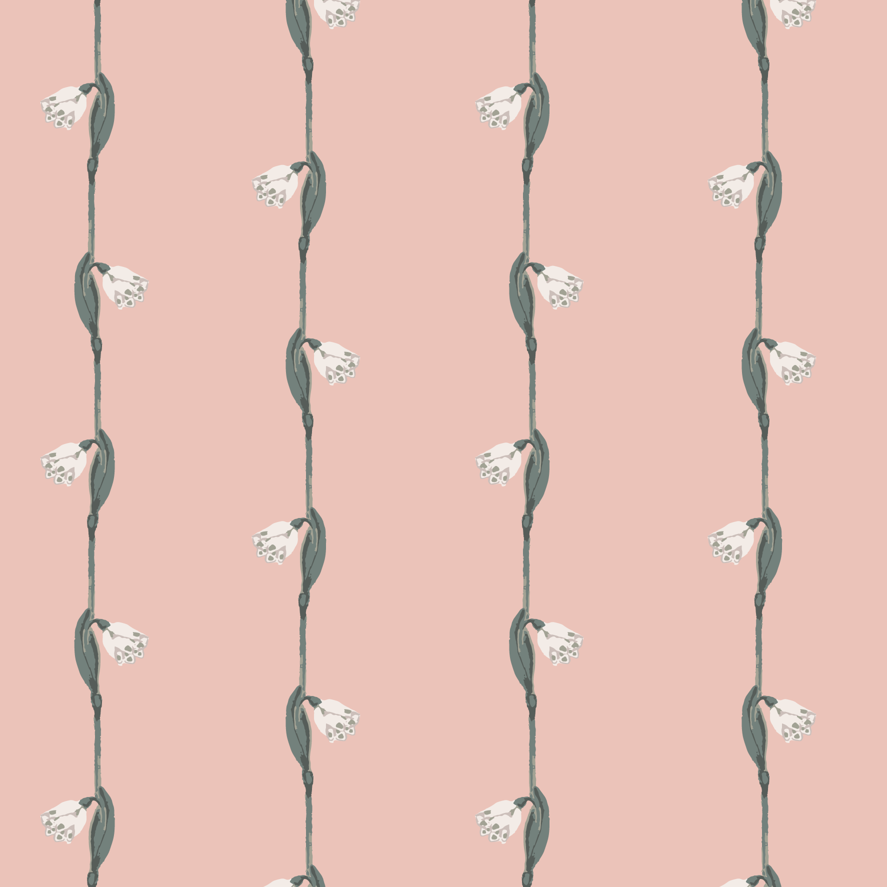 Snowdrop Chain botanical wallpaper-style design by Vanessa Hancock